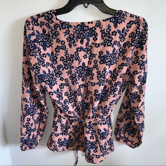 J. Crew Drapey crepe faux-wrap blouse in blush bouquet - Picture 11 of 14